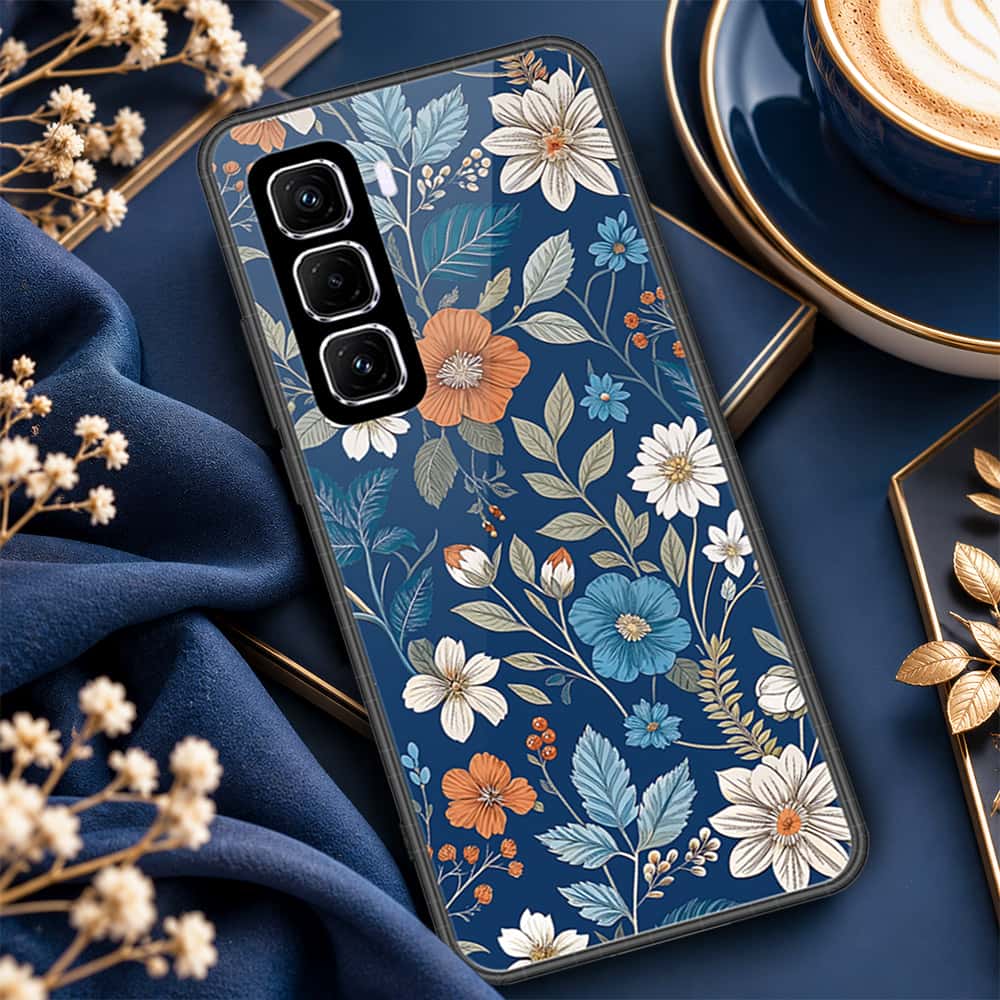 Infinix Hot 60 Pro Cover - ONation Botanical Bloom Series - HQ Ultra Shine Premium Infinity Glass Soft Silicon Borders Case
