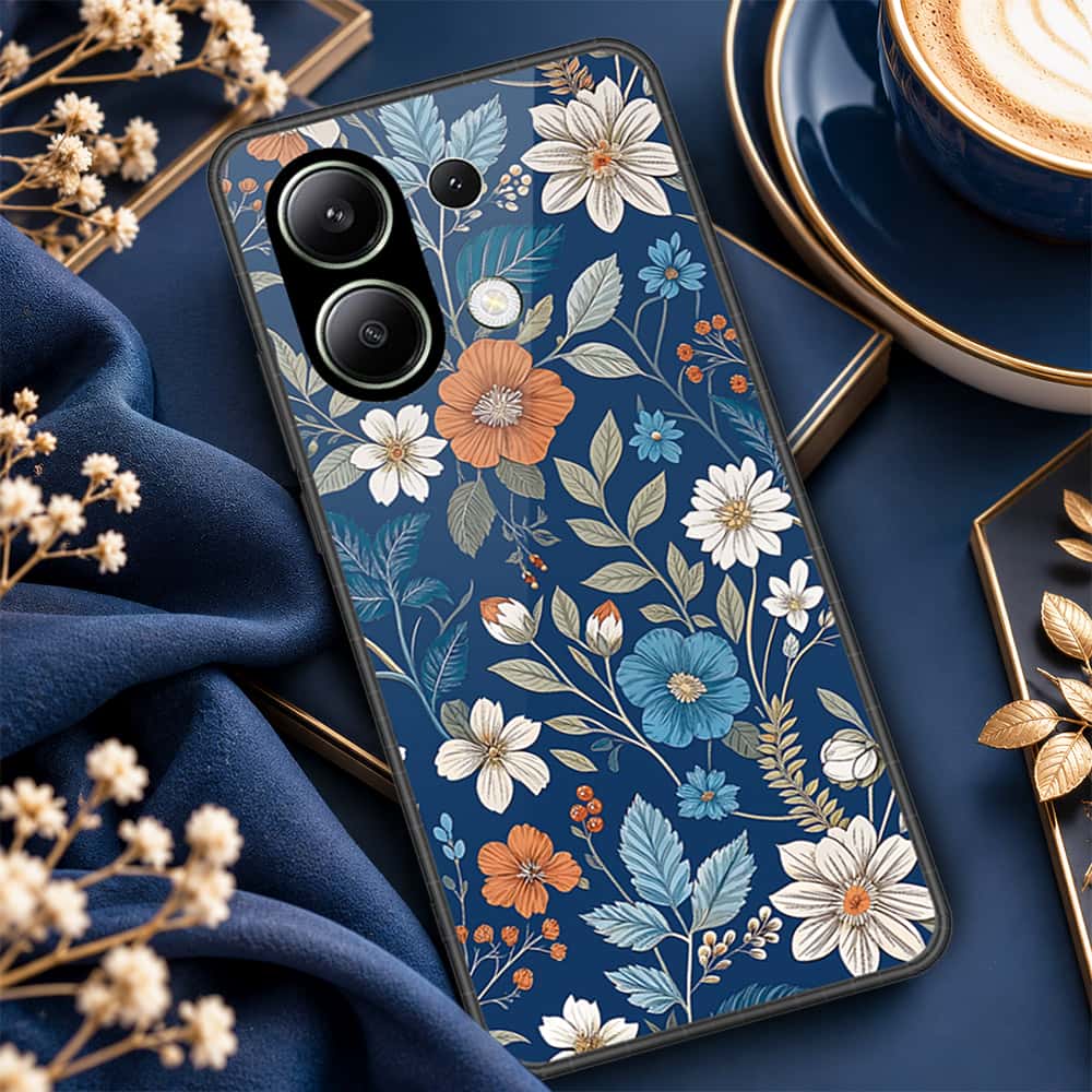 Xiaomi Redmi Note 13 Cover - ONation Botanical Bloom Series - HQ Ultra Shine Premium Infinity Glass Soft Silicon Borders Case