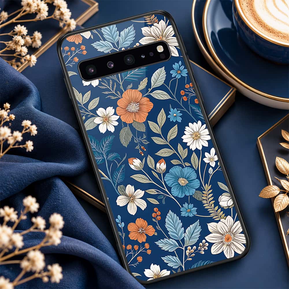 Samsung Galaxy S10 5G Cover - ONation Botanical Bloom Series - HQ Ultra Shine Premium Infinity Glass Soft Silicon Borders Case