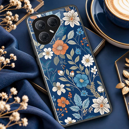 Tecno Pova 7 4G Cover - ONation Botanical Bloom Series - HQ Ultra Shine Premium Infinity Glass Soft Silicon Borders Case