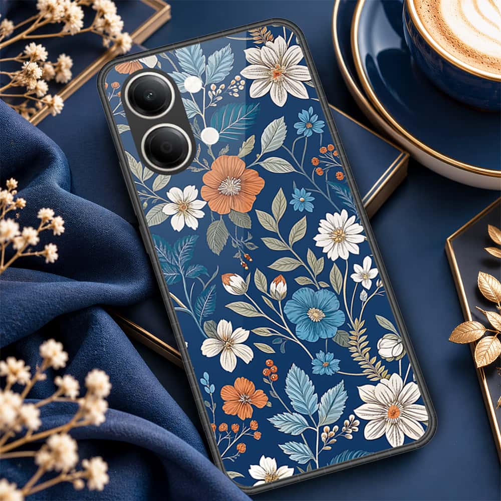 Vivo Y05 Cover - ONation Botanical Bloom Series - HQ Ultra Shine Premium Infinity Glass Soft Silicon Borders Case