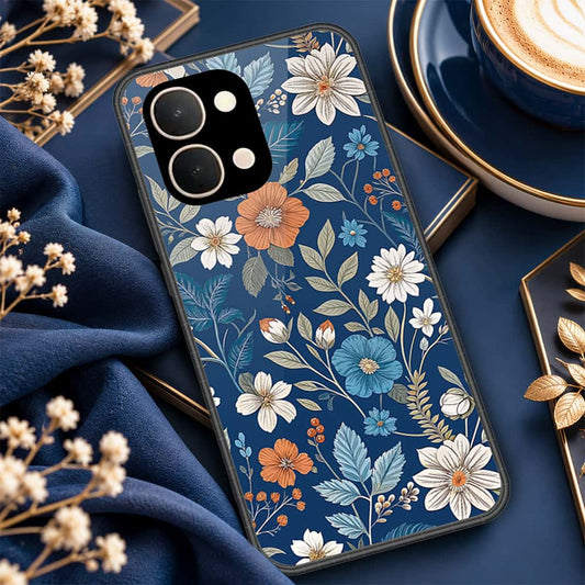 Vivo Y31d Cover - ONation Botanical Bloom Series - HQ Ultra Shine Premium Infinity Glass Soft Silicon Borders Case