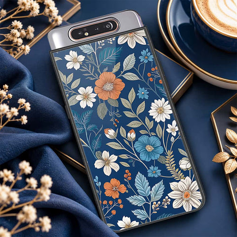 Samsung Galaxy A90 Cover - ONation Botanical Bloom Series - HQ Ultra Shine Premium Infinity Glass Soft Silicon Borders Case
