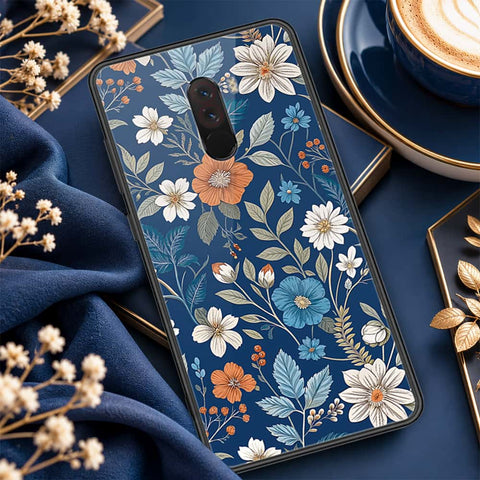Xiaomi Pocophone F1 Cover - ONation Botanical Bloom Series - HQ Ultra Shine Premium Infinity Glass Soft Silicon Borders Case