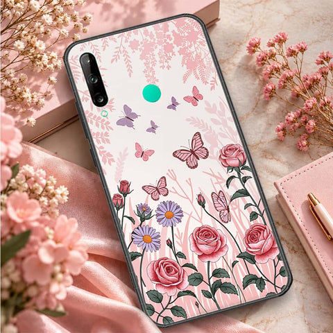 Huawei P40 lite E Cover - ONation Botanical Bloom Series - HQ Ultra Shine Premium Infinity Glass Soft Silicon Borders Case
