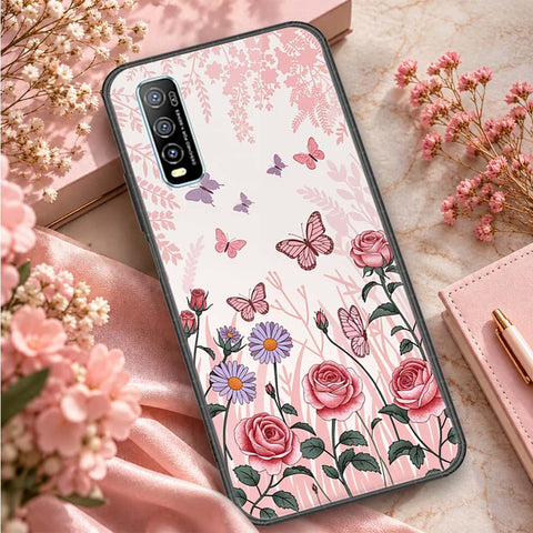 Vivo Y70s Cover - ONation Botanical Bloom Series - HQ Ultra Shine Premium Infinity Glass Soft Silicon Borders Case