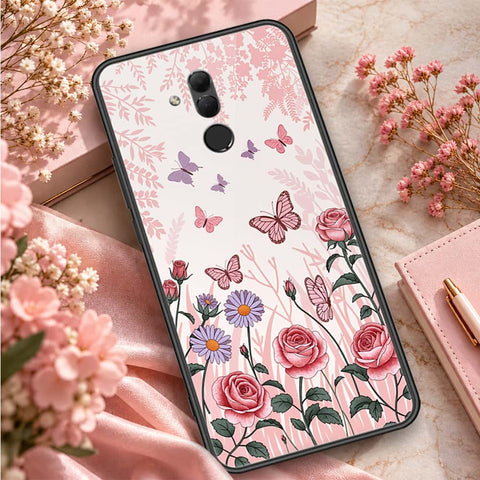 Huawei Mate 20 Lite Cover - ONation Botanical Bloom Series - HQ Ultra Shine Premium Infinity Glass Soft Silicon Borders Case
