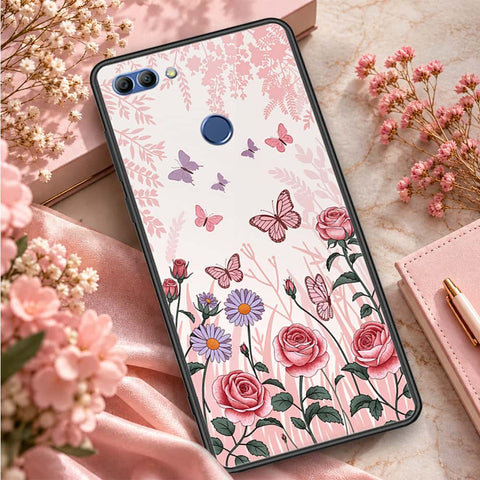 Huawei Y9 Prime 2018 Cover - ONation Botanical Bloom Series - HQ Ultra Shine Premium Infinity Glass Soft Silicon Borders Case