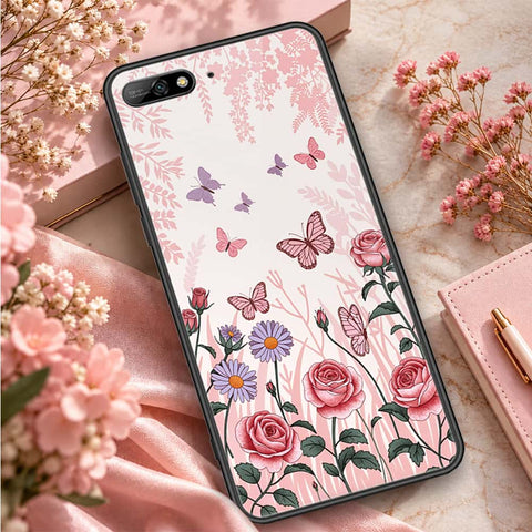 Huawei Y6 Prime 2018 Cover - ONation Botanical Bloom Series - HQ Ultra Shine Premium Infinity Glass Soft Silicon Borders Case