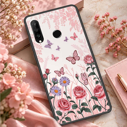 Huawei P30 lite Cover - ONation Botanical Bloom Series - HQ Ultra Shine Premium Infinity Glass Soft Silicon Borders Case