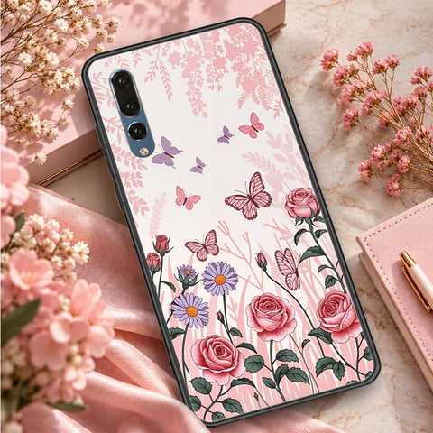 Huawei P20 Plus Cover - ONation Botanical Bloom Series - HQ Ultra Shine Premium Infinity Glass Soft Silicon Borders Case