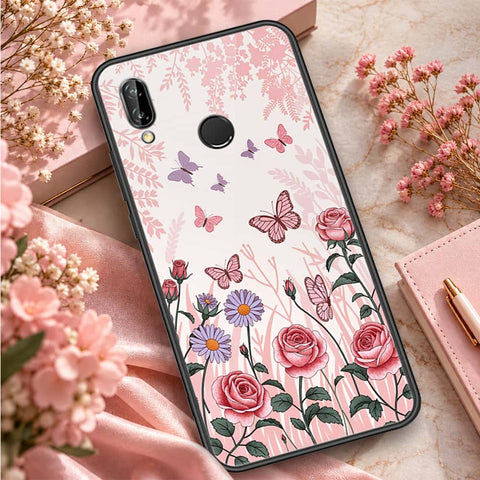 Huawei P20 Lite Cover - ONation Botanical Bloom Series - HQ Ultra Shine Premium Infinity Glass Soft Silicon Borders Case