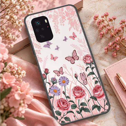 Xiaomi Redmi Note 10 4G Cover - ONation Botanical Bloom Series - HQ Ultra Shine Premium Infinity Glass Soft Silicon Borders Case