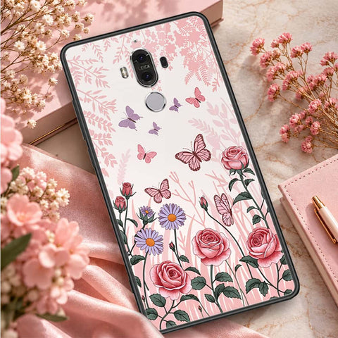 Huawei Mate 9 Cover - ONation Botanical Bloom Series - HQ Ultra Shine Premium Infinity Glass Soft Silicon Borders Case