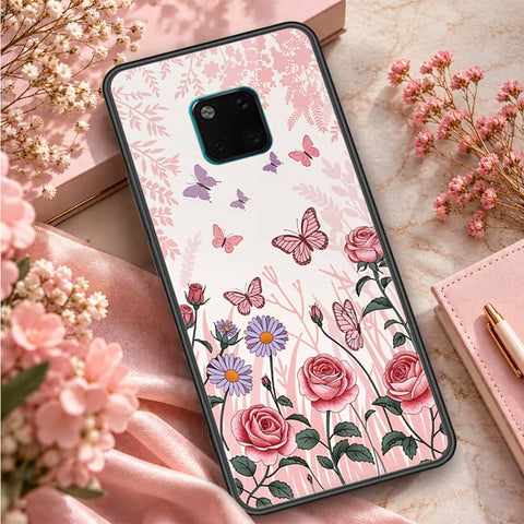 Huawei Mate 20 Pro Cover - ONation Botanical Bloom Series - HQ Ultra Shine Premium Infinity Glass Soft Silicon Borders Case