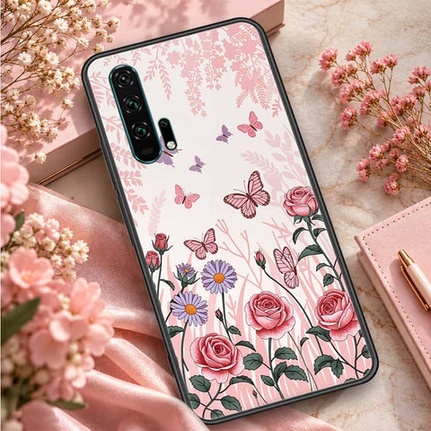 Honor 20 Pro Cover - ONation Botanical Bloom Series - HQ Ultra Shine Premium Infinity Glass Soft Silicon Borders Case