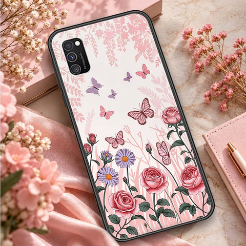 Samsung Galaxy A03s Cover - ONation Botanical Bloom Series - HQ Ultra Shine Premium Infinity Glass Soft Silicon Borders Case