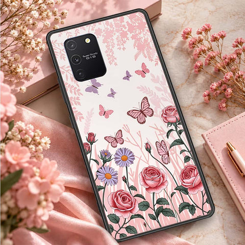 Samsung Galaxy A91 Cover - ONation Botanical Bloom Series - HQ Ultra Shine Premium Infinity Glass Soft Silicon Borders Case