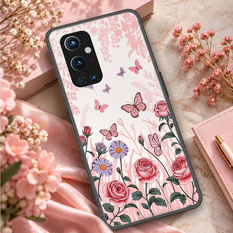 OnePlus 9 Pro Cover - ONation Botanical Bloom Series - HQ Ultra Shine Premium Infinity Glass Soft Silicon Borders Case