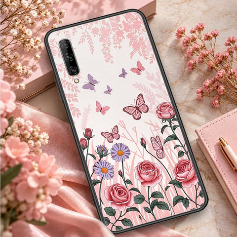 Huawei P Smart Pro 2019 Cover - ONation Botanical Bloom Series - HQ Ultra Shine Premium Infinity Glass Soft Silicon Borders Case