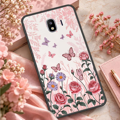 Samsung Galaxy J4 2018 Cover - ONation Botanical Bloom Series - HQ Ultra Shine Premium Infinity Glass Soft Silicon Borders Case