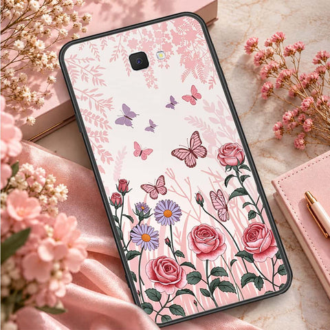 Samsung Galaxy J7 Prime Cover - ONation Botanical Bloom Series - HQ Ultra Shine Premium Infinity Glass Soft Silicon Borders Case
