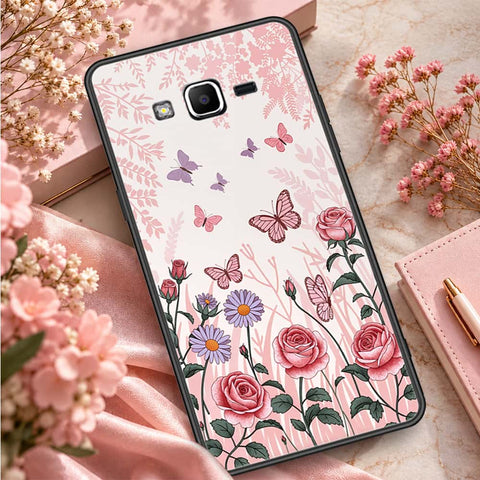 Samsung Galaxy Grand Prime Cover - ONation Botanical Bloom Series - HQ Ultra Shine Premium Infinity Glass Soft Silicon Borders Case