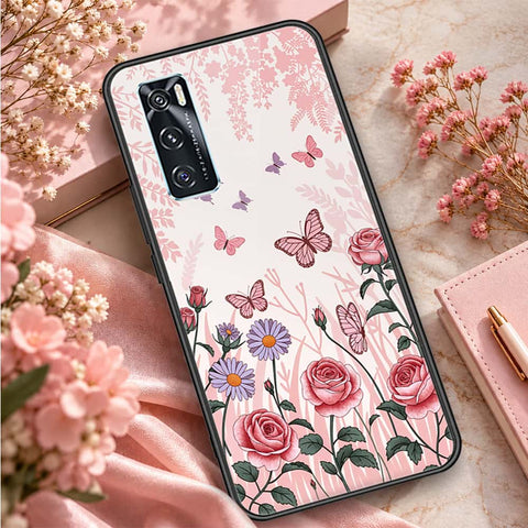 Vivo V20 SE Cover - ONation Botanical Bloom Series - HQ Ultra Shine Premium Infinity Glass Soft Silicon Borders Case