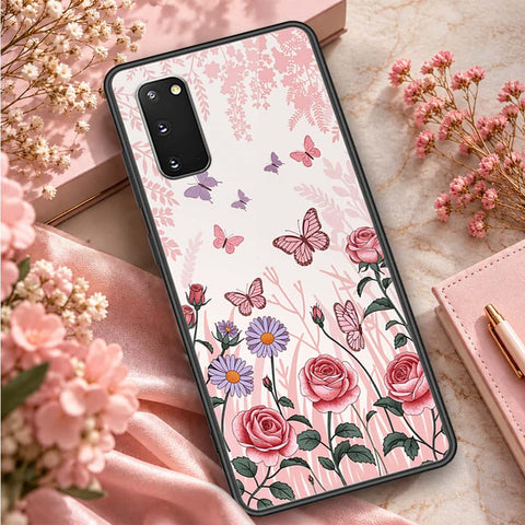 Samsung Galaxy S20 Plus Cover - ONation Botanical Bloom Series - HQ Ultra Shine Premium Infinity Glass Soft Silicon Borders Case