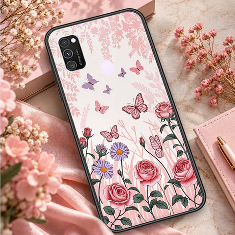 Samsung Galaxy M30s Cover - ONation Botanical Bloom Series - HQ Ultra Shine Premium Infinity Glass Soft Silicon Borders Case
