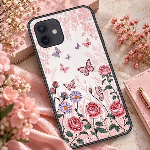 iPhone 12 - ONation Botanical Bloom Series - HQ Ultra Shine Premium Infinity Glass Soft Silicon Borders Case