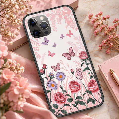 iPhone 12 Pro Max - ONation Botanical Bloom Series - HQ Ultra Shine Premium Infinity Glass Soft Silicon Borders Case
