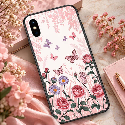 iPhone XS / X - ONation Botanical Bloom Series - HQ Ultra Shine Premium Infinity Glass Soft Silicon Borders Case