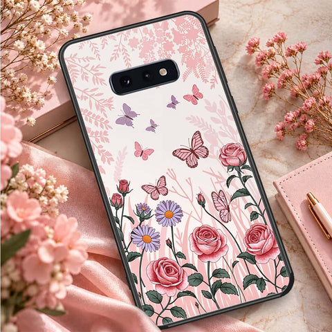 Samsung Galaxy S10e Cover - ONation Botanical Bloom Series - HQ Ultra Shine Premium Infinity Glass Soft Silicon Borders Case