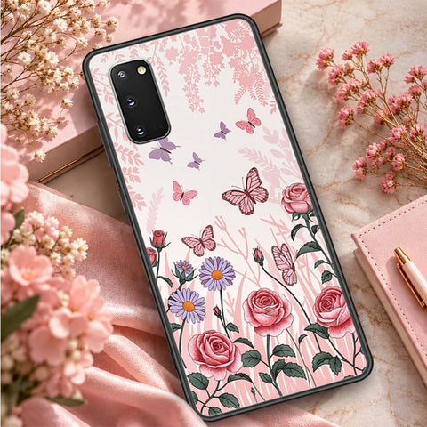 Samsung Galaxy S20 Cover - ONation Botanical Bloom Series - HQ Ultra Shine Premium Infinity Glass Soft Silicon Borders Case
