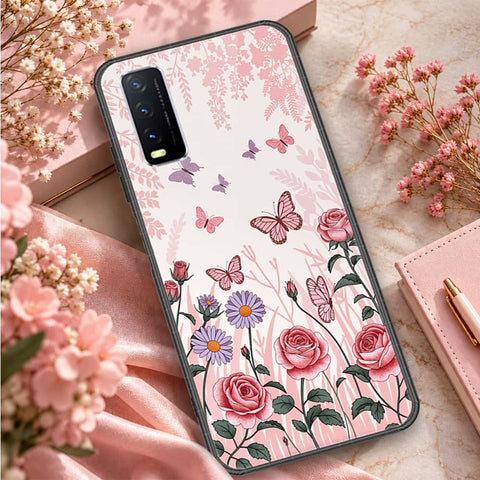 Vivo Y20i Cover - ONation Botanical Bloom Series - HQ Ultra Shine Premium Infinity Glass Soft Silicon Borders Case
