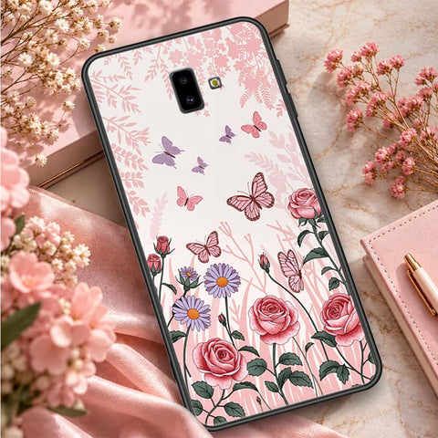 Samsung Galaxy J6 Prime Cover - ONation Botanical Bloom Series - HQ Ultra Shine Premium Infinity Glass Soft Silicon Borders Case