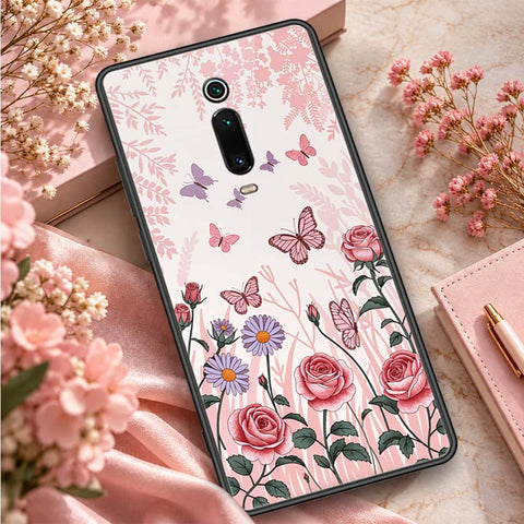 Xiaomi Mi 9T Cover - ONation Botanical Bloom Series - HQ Ultra Shine Premium Infinity Glass Soft Silicon Borders Case