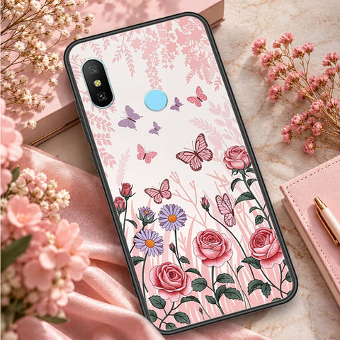 Redmi 6 Pro Cover - ONation Botanical Bloom Series - HQ Ultra Shine Premium Infinity Glass Soft Silicon Borders Case