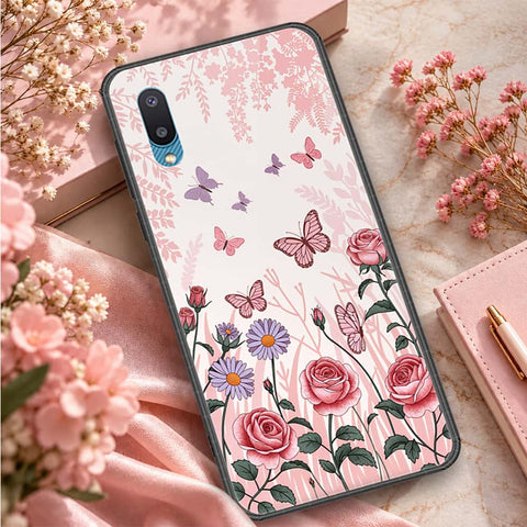 Samsung Galaxy M02 Cover - ONation Botanical Bloom Series - HQ Ultra Shine Premium Infinity Glass Soft Silicon Borders Case
