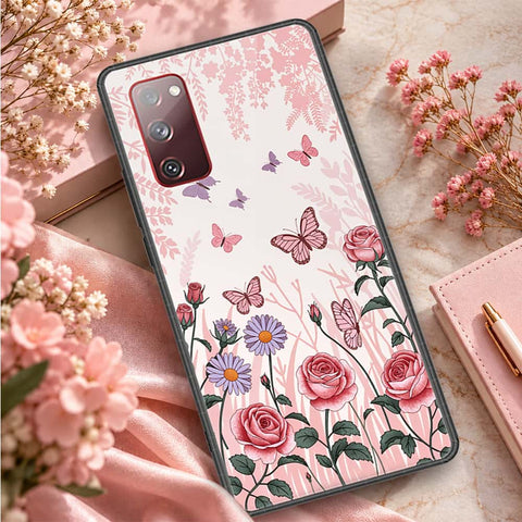Samsung Galaxy S20 FE Cover - ONation Botanical Bloom Series - HQ Ultra Shine Premium Infinity Glass Soft Silicon Borders Case