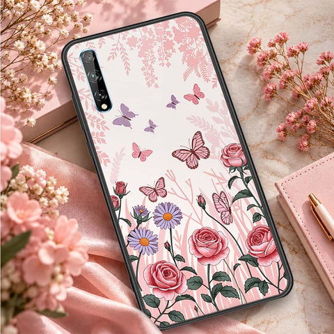 Huawei Y8p Cover - ONation Botanical Bloom Series - HQ Ultra Shine Premium Infinity Glass Soft Silicon Borders Case
