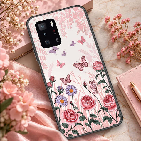 Xiaomi Poco X3 GT Cover - ONation Botanical Bloom Series - HQ Ultra Shine Premium Infinity Glass Soft Silicon Borders Case