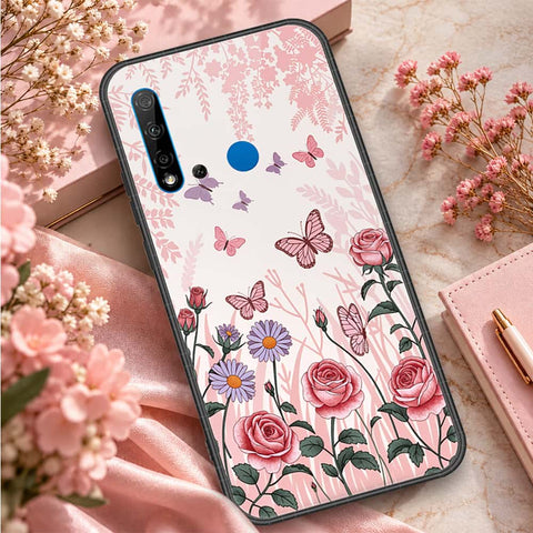 Huawei P20 Lite 2019 Cover - ONation Botanical Bloom Series - HQ Ultra Shine Premium Infinity Glass Soft Silicon Borders Case