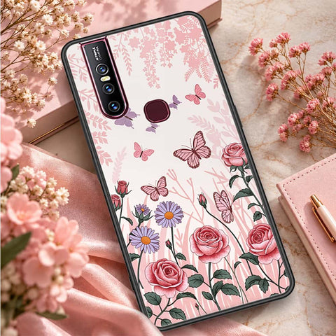 Vivo V15 Cover - ONation Aesthetic Collage Series - HQ Ultra Shine Premium Infinity Glass Soft Silicon Borders Case