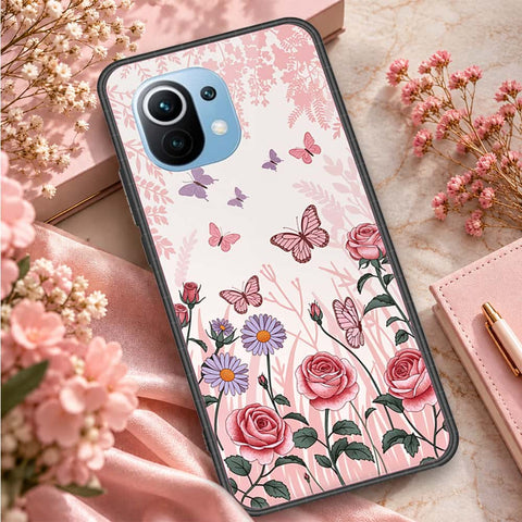 Xiaomi Mi 11 Cover - ONation Botanical Bloom Series - HQ Ultra Shine Premium Infinity Glass Soft Silicon Borders Case