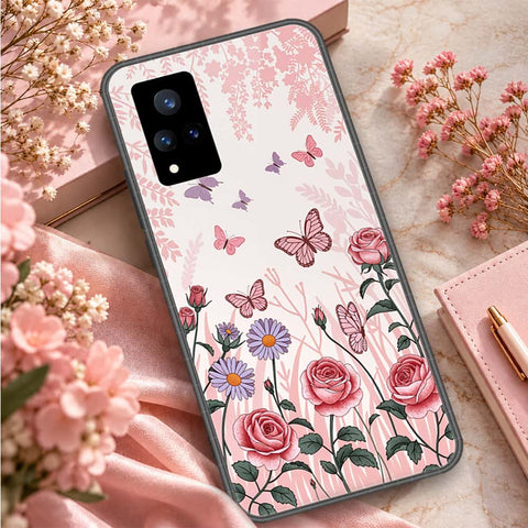 Vivo V21 Cover - ONation Botanical Bloom Series - HQ Ultra Shine Premium Infinity Glass Soft Silicon Borders Case