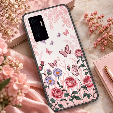 Vivo V23e Cover - ONation Botanical Bloom Series - HQ Ultra Shine Premium Infinity Glass Soft Silicon Borders Case