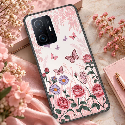 Xiaomi 11T Cover - ONation Botanical Bloom Series - HQ Ultra Shine Premium Infinity Glass Soft Silicon Borders Case