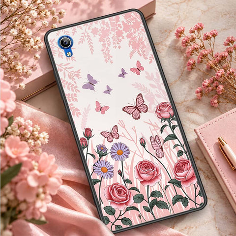Vivo Y1s Cover - ONation Botanical Bloom Series - HQ Ultra Shine Premium Infinity Glass Soft Silicon Borders Case